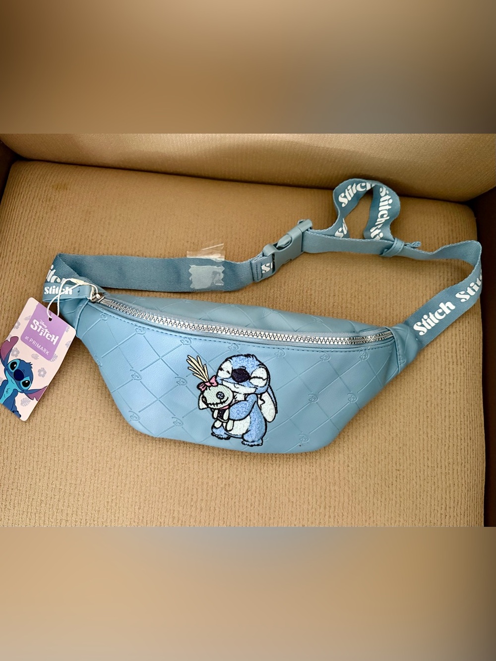 Disney Stitch & Scrump Blue Embroidered Logo Zip Belt Bag Inner Pockets